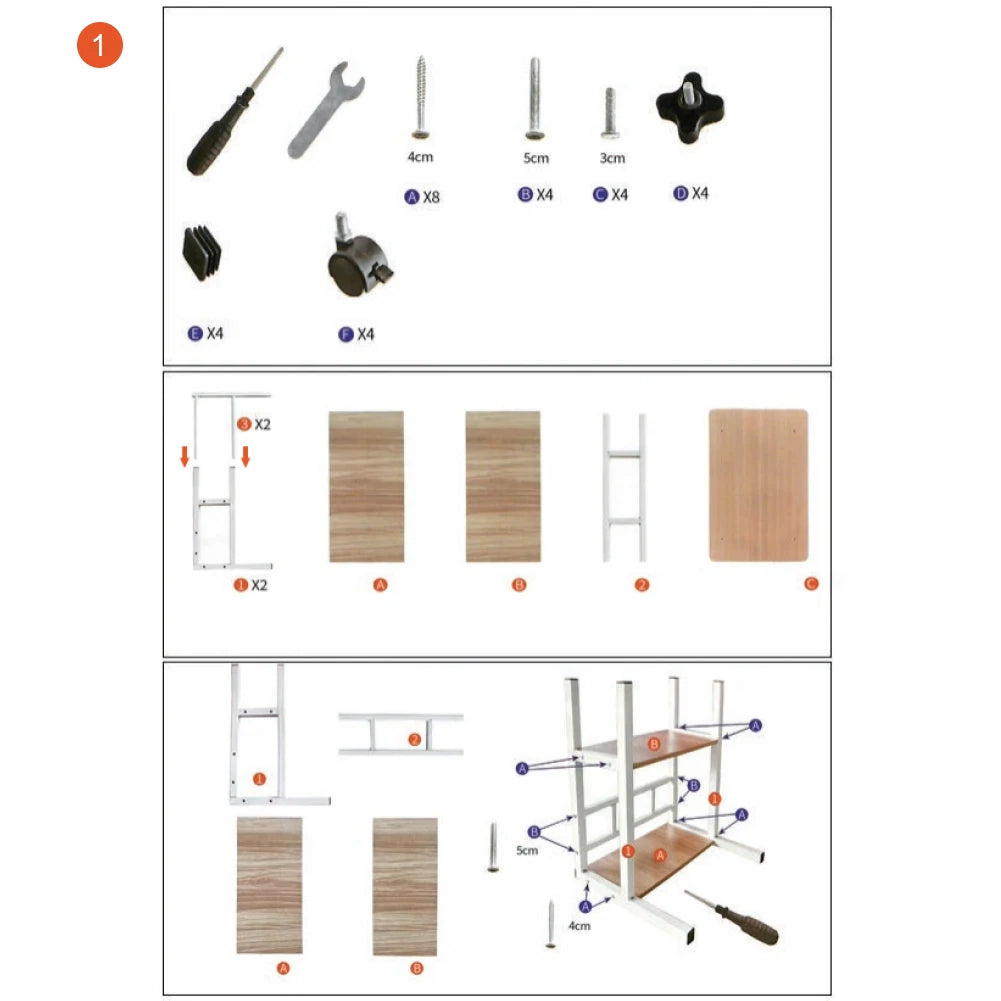 Height Adjustable Movable Office Desk with Storage Shelf