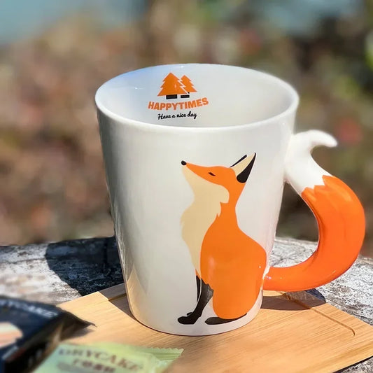 Taza de Café de Zorro de Dibujos Animados en 3D | Taza de Cerámica con Diseño Animal Único