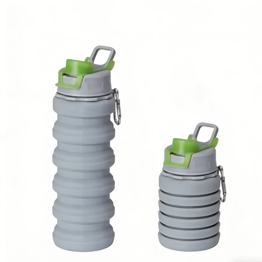 Light Gray Foldable Water Bottle | Reusable Collapsible Design
