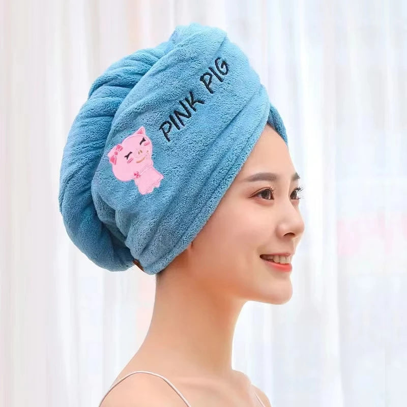Soft Microfiber Dry Hair Towel | Quick-Dry Embroidered Shower Wrap