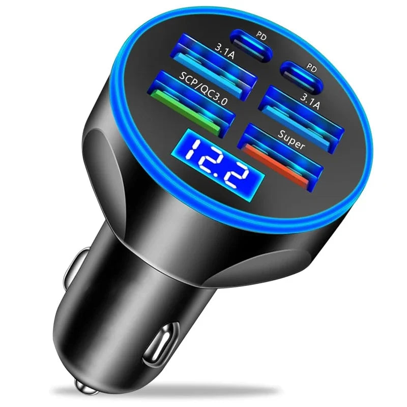 6 in 1 USB C Car Charger Adapter for Fast Charging on the Go