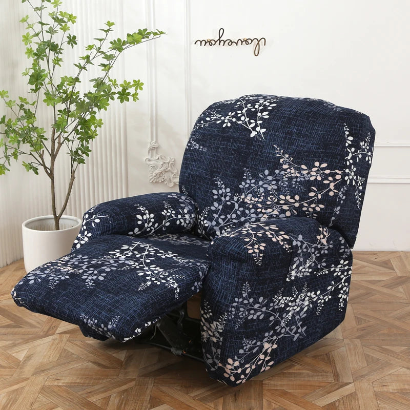 Printed Recliner Cover with Pockets | 4-Piece Furniture Protector