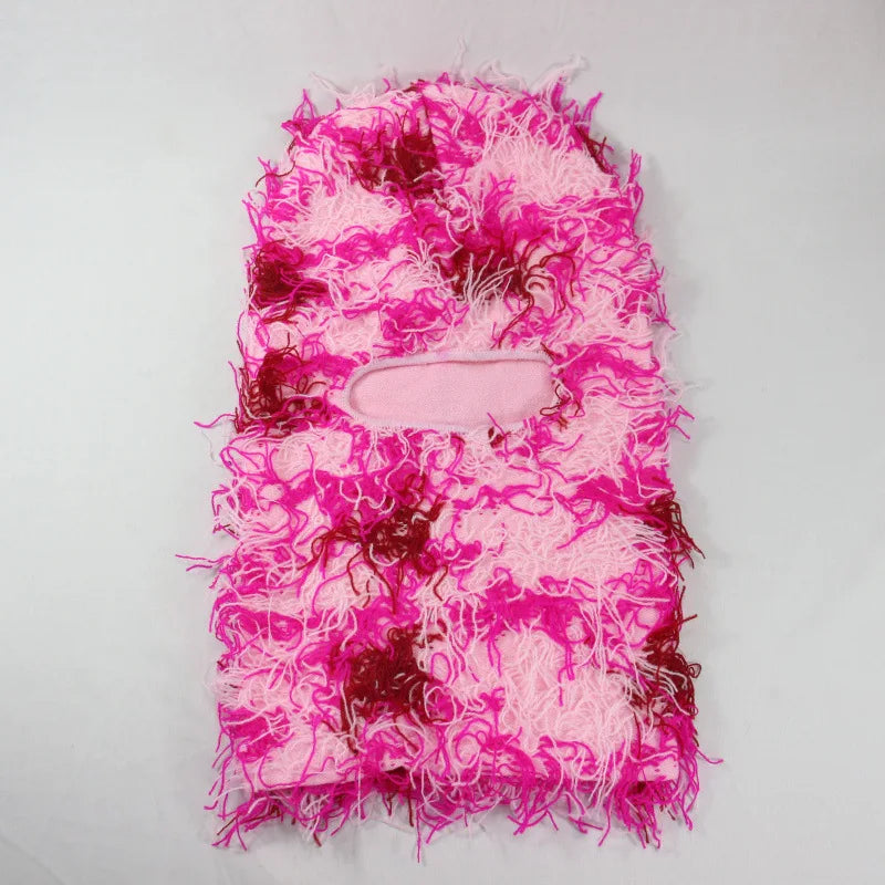 Unisex Distressed Knit Balaclava | Fuzzy Winter Ski Mask