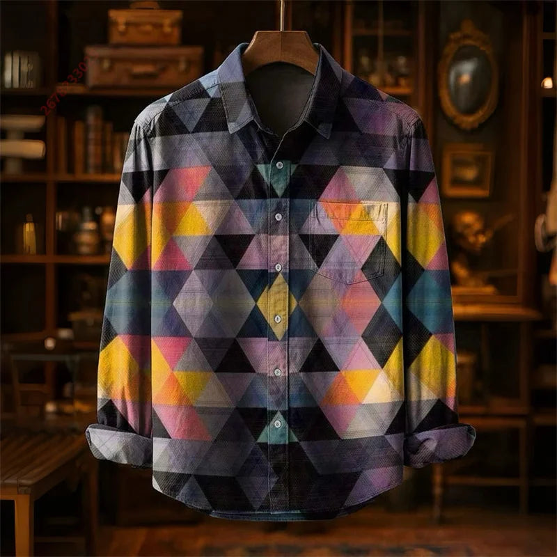 Colorful Fish Print Long-Sleeve Shirt | Trendy Casual Fashion Top