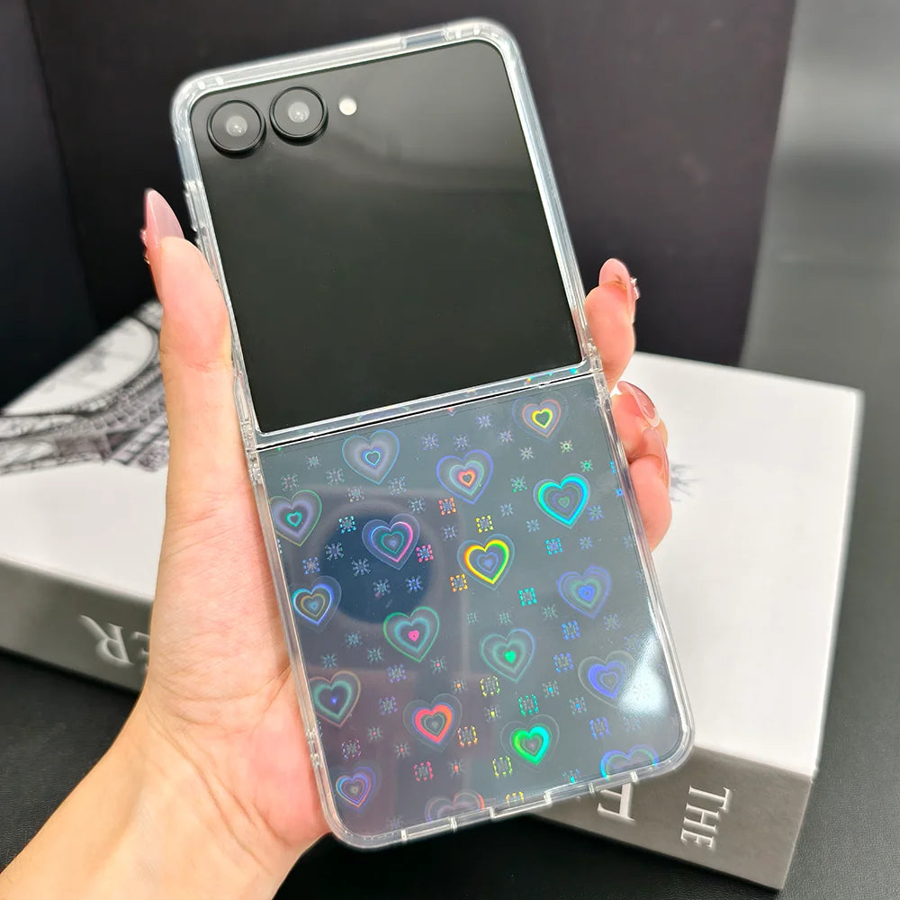 Holographic Love Pattern Phone Case | Stylish Protection for Z Flip 7