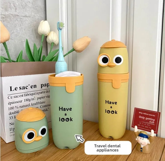 Portable Travel Wash Cup & Toothbrush Storage Box for Kids