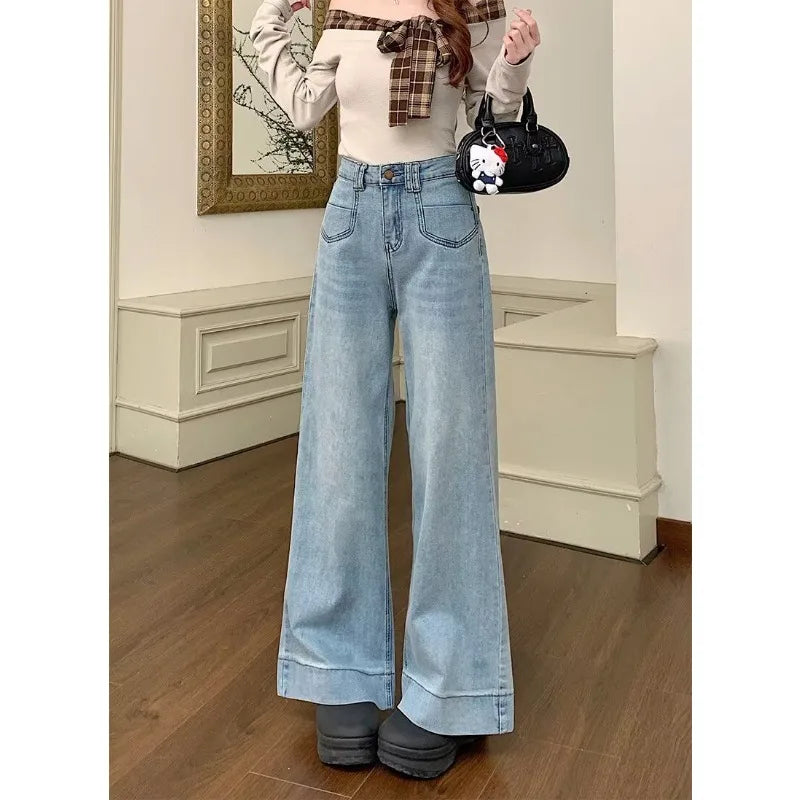 Women's High Waist Wide Leg Jeans | Comfortable Vintage Denim Pants