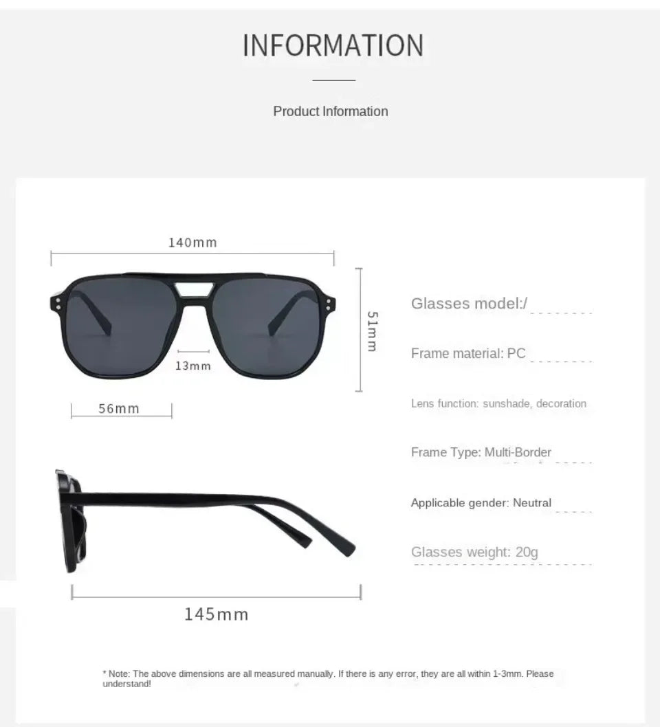 Vintage Unisex Big Sunglasses | Retro UV400 Square Shades