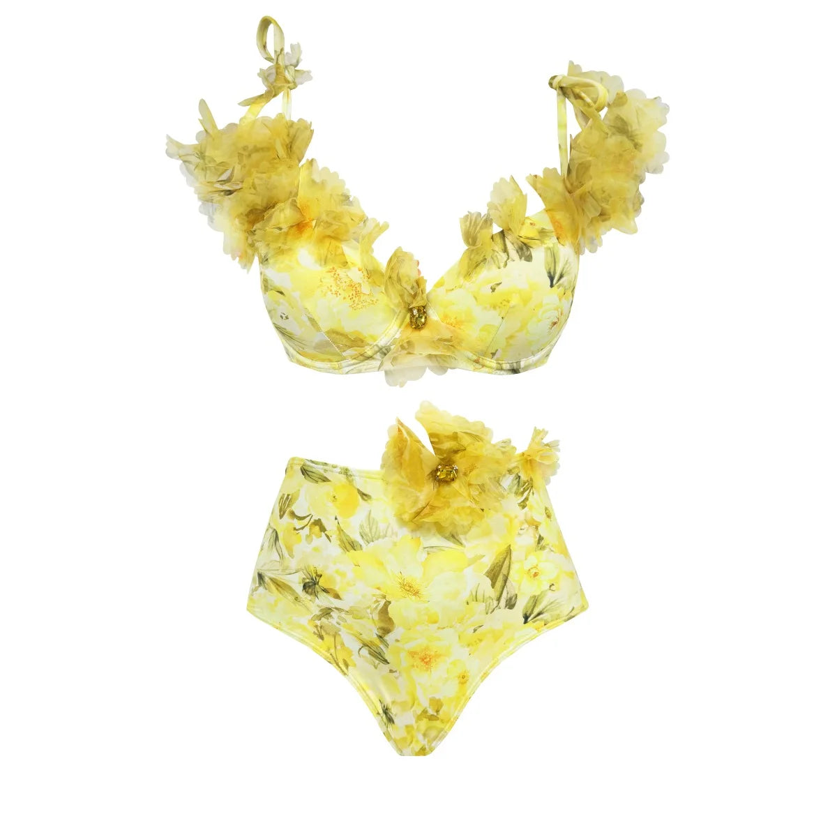 Elegant High Waist Floral Bikini Set for Women | Summer Beachwear