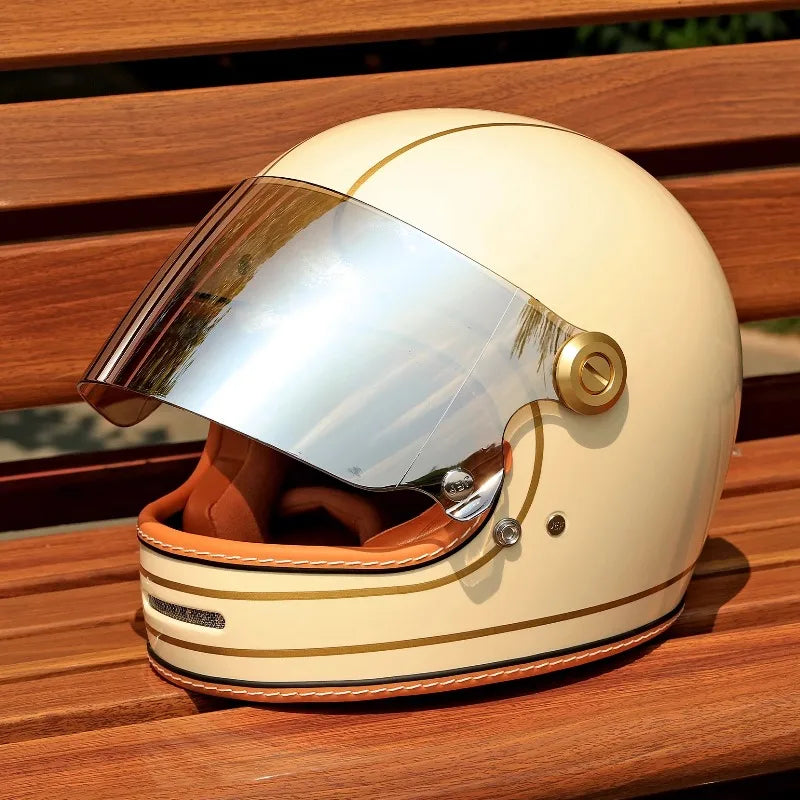 Vintage Full Face Moto Helmet | Retro Style Motorcycle Safety Gear