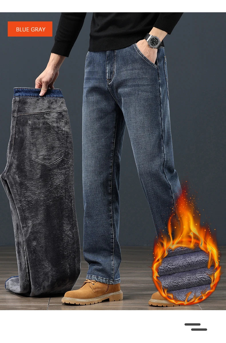 Winter Fleece Men's Jeans | Stylish Warm Denim for Cold Weather