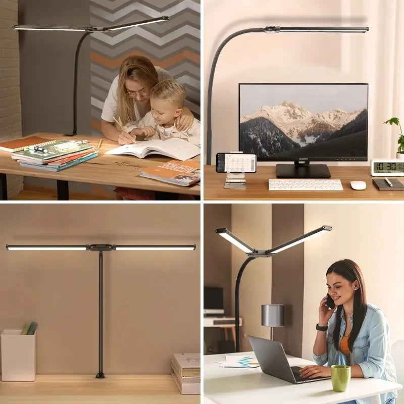 Dimmable Double Head LED Clip Desk Lamp | Brighten Your Workspace
