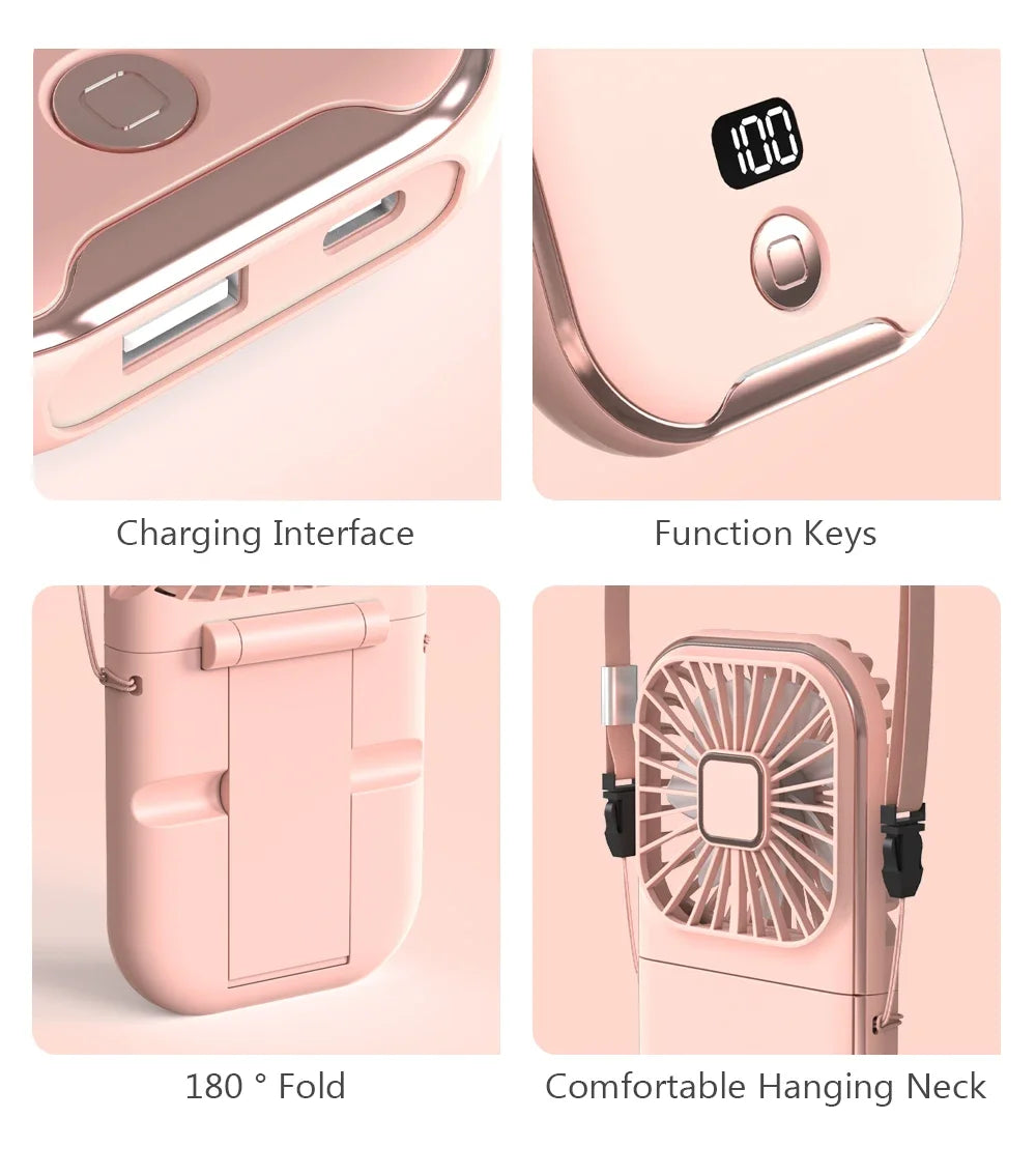 Adjustable USB Rechargeable Mini Neck Fan | Quiet Cooling Comfort