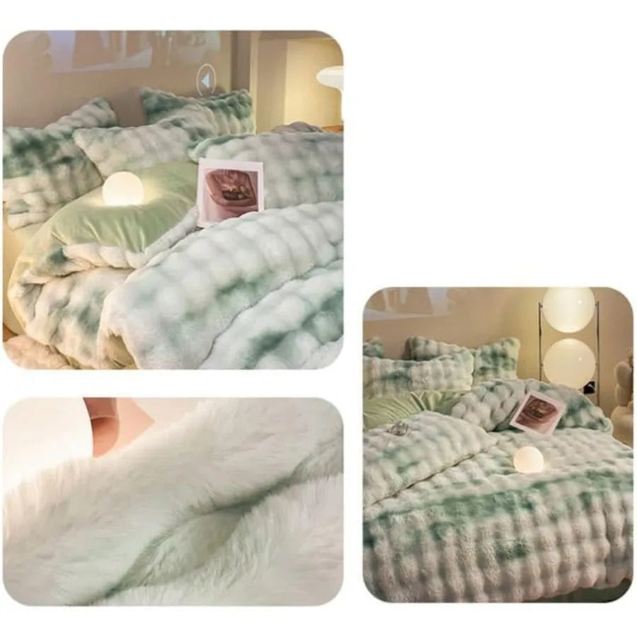 King Size Fluffy Plush Shaggy Bedding Set | Cozy & Reversible Design