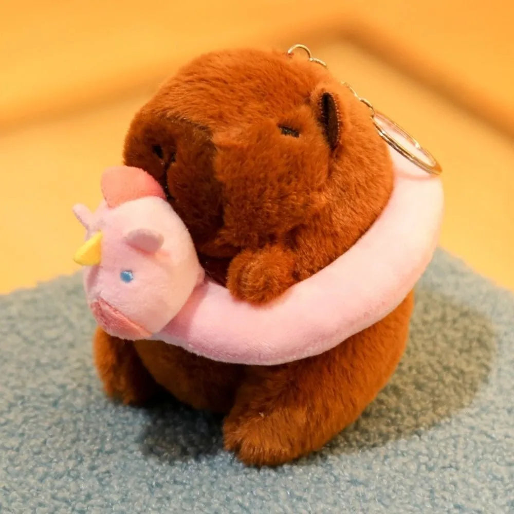 Capybara Plush Toy with Hoodie Wings Small Stuffed Animal Keychain Doll