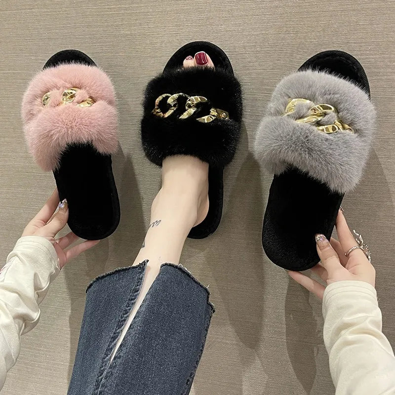 Women's Cozy Fur Lined Plush Slippers | Warm Indoor House Shoes