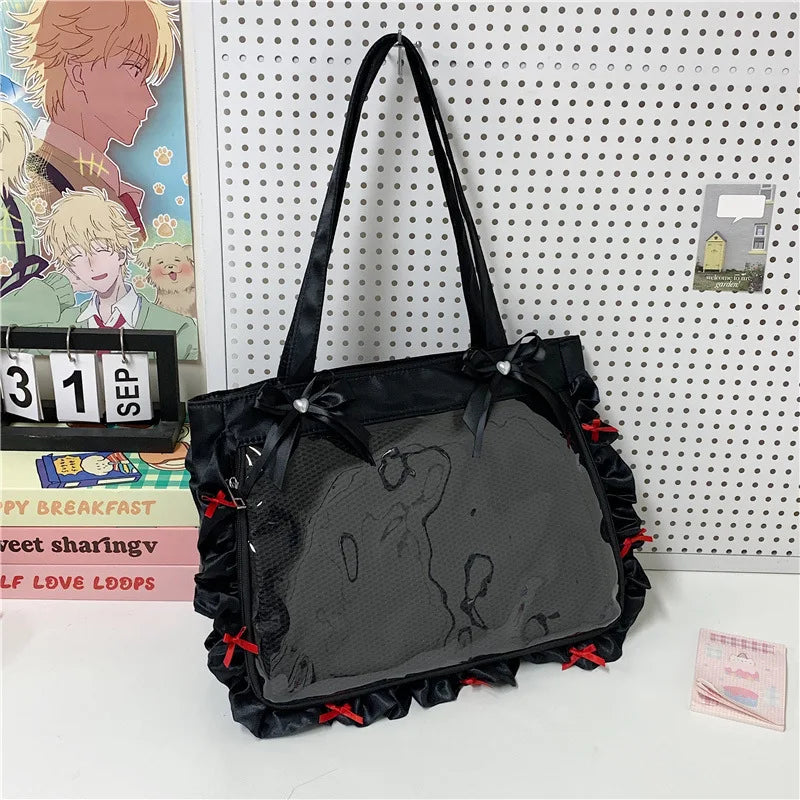 Bolsa Bandolera de Anime Estilo Preppy de Gran Capacidad para Mujer