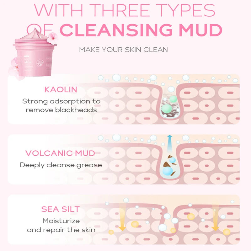 Sakura Mud Face Mask | Deep Clean Blackhead Control for Radiant Skin