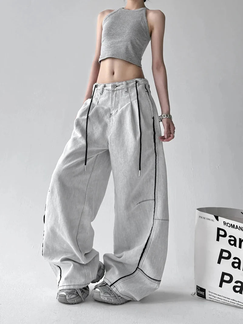 Vintage Wide Leg Denim Jeans for Women | Retro Streetwear Style 2026