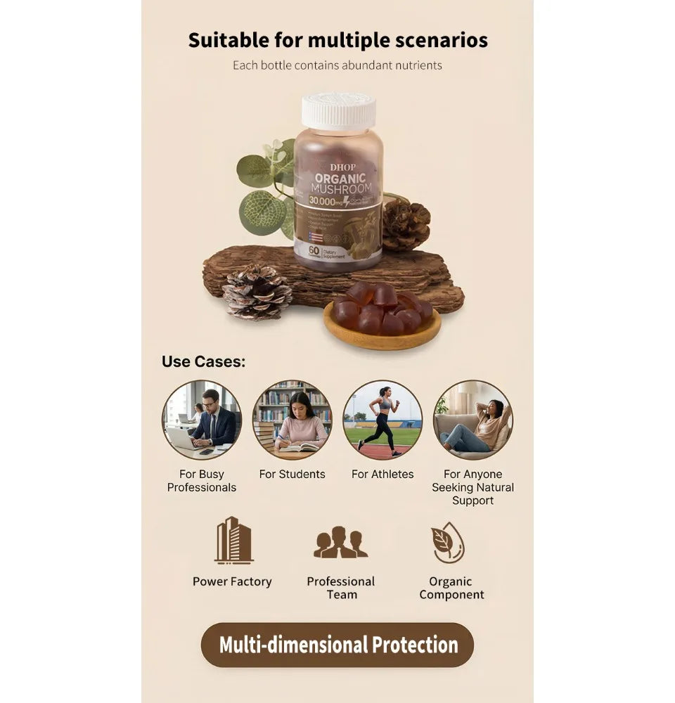 Mushroom Gummies with Lion's Mane & Reishi | Daily Health Support