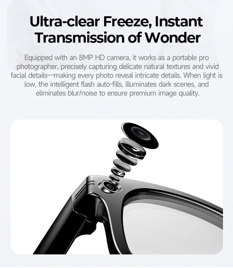 Multifunctional Smart AI Camera Glasses | 4K Recording & Translation