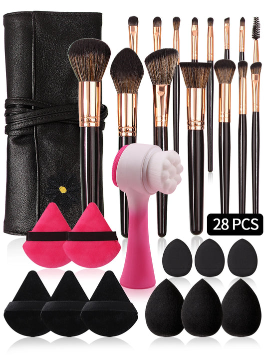 Juego de brochas de maquillaje profesional de 28 piezas | Kit de belleza definitivo