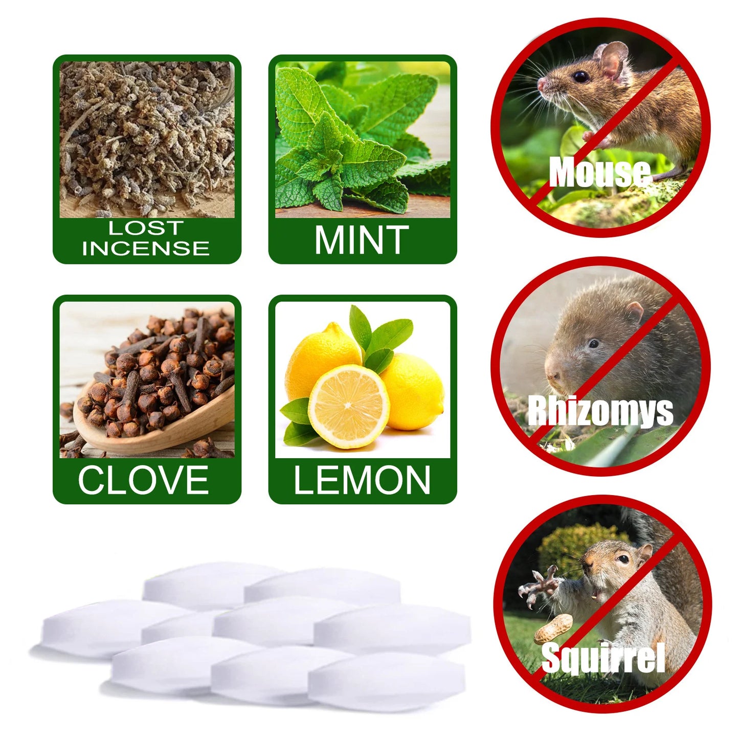 20pcs Non-Toxic Mouse Repellent Pellets | Humane Rodent Control