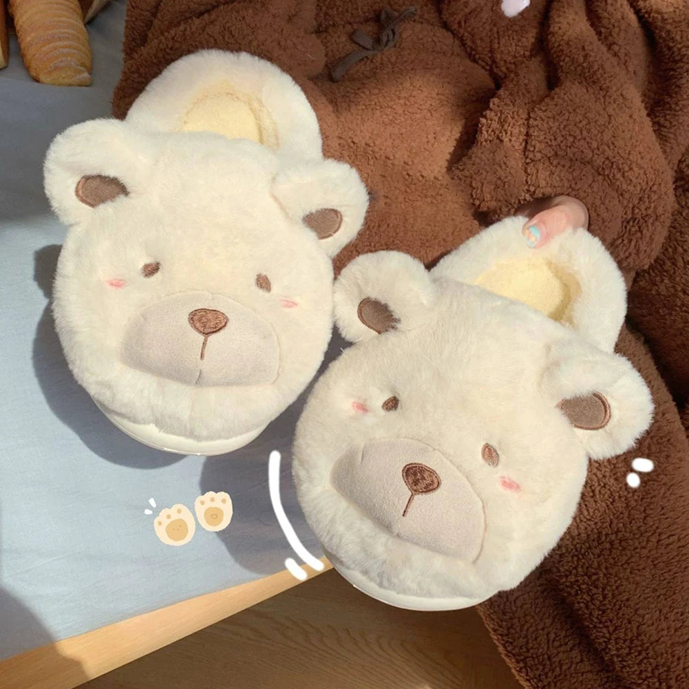 Adorable Bear Plush Slippers | Cozy & Warm Indoor Footwear