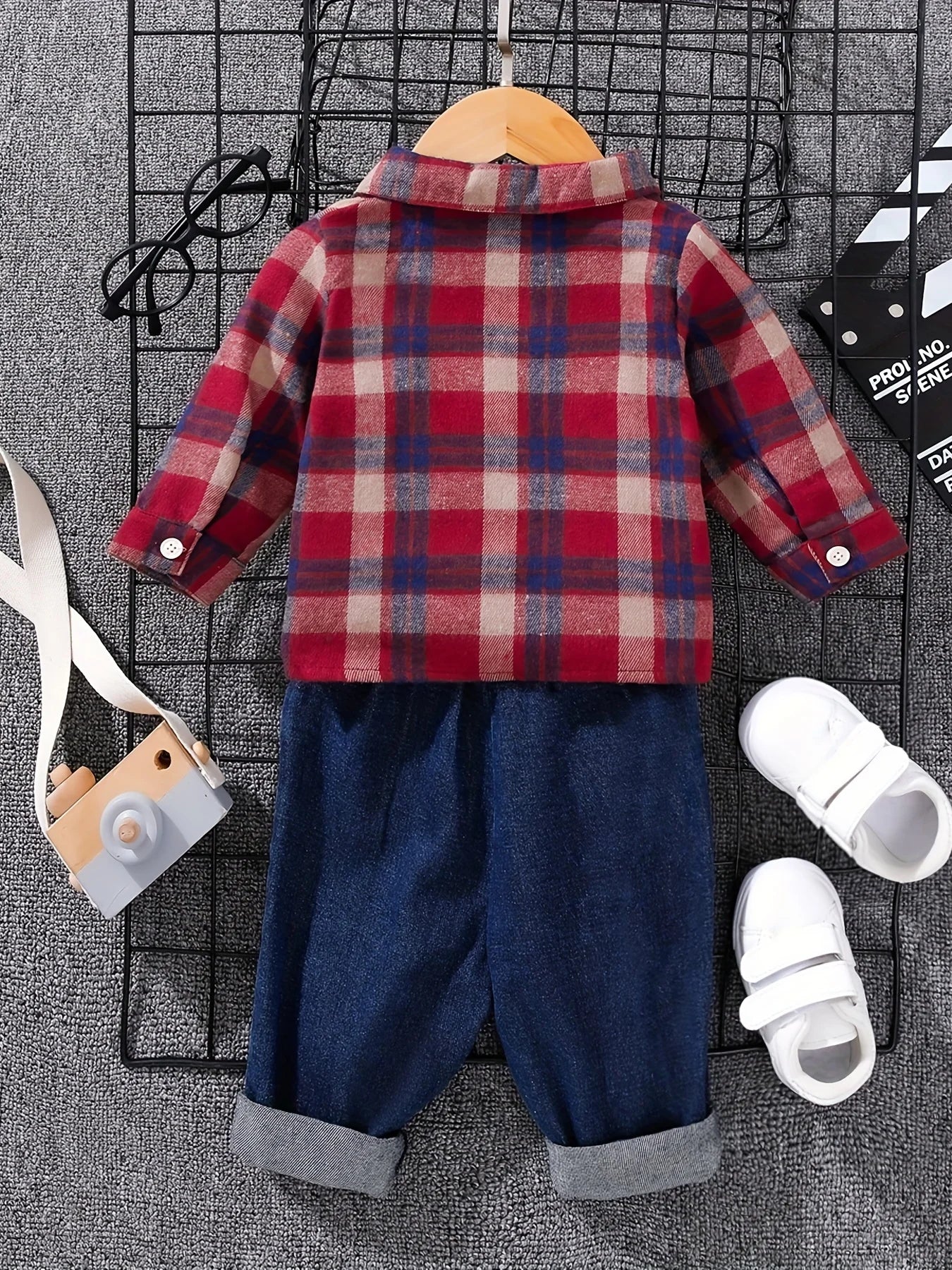 Boys' Stylish Tartan Polo Shirt & Denim Trouser Set | Casual Outfit