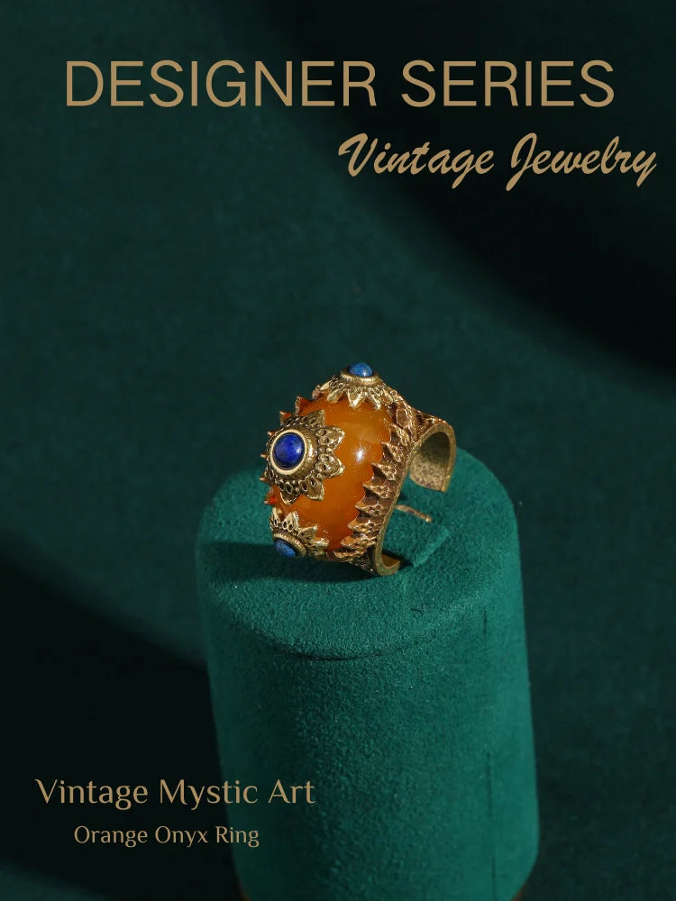 Vintage Sun Ring with Yellow Stone | Elegant Antique Jewelry