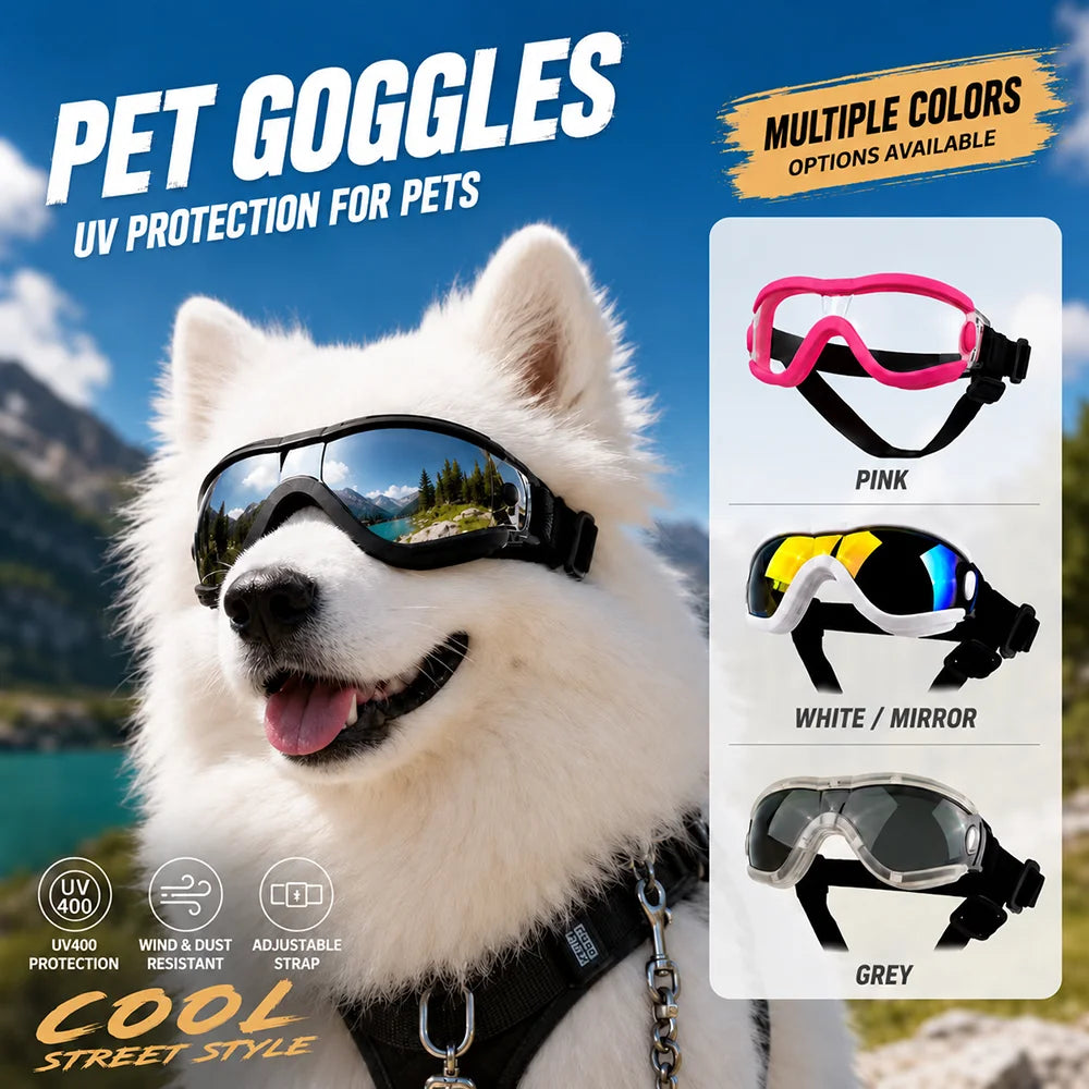 Adjustable Dog Sunglasses | UV Protection Goggles for Pets