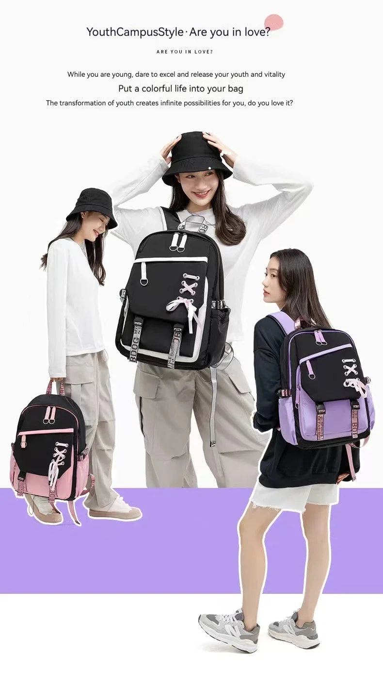 Cute Nylon Schoolbag Backpack for Teenagers | Durable & Stylish