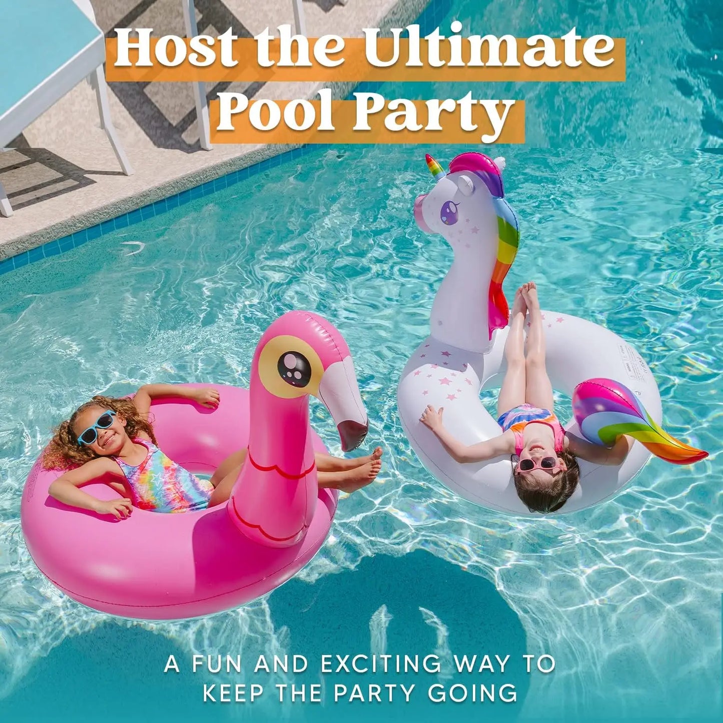 Unicorn & Flamingo Pool Floats - Inflatable Swim Rings for Fun