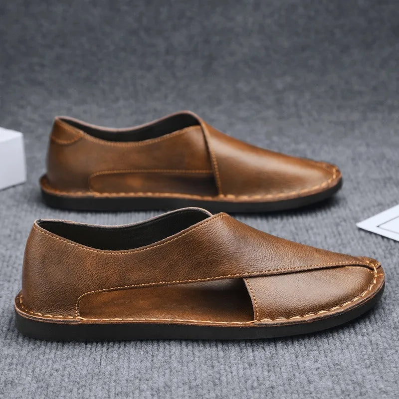 Men's Lightweight Breathable Leather Sandals | Summer Beach Shoes