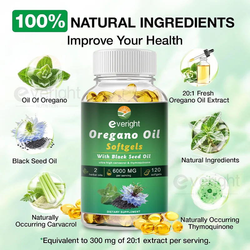 Organic Oregano Oil Capsules with Black Seed Oil | Antioxidant & Digestive Support