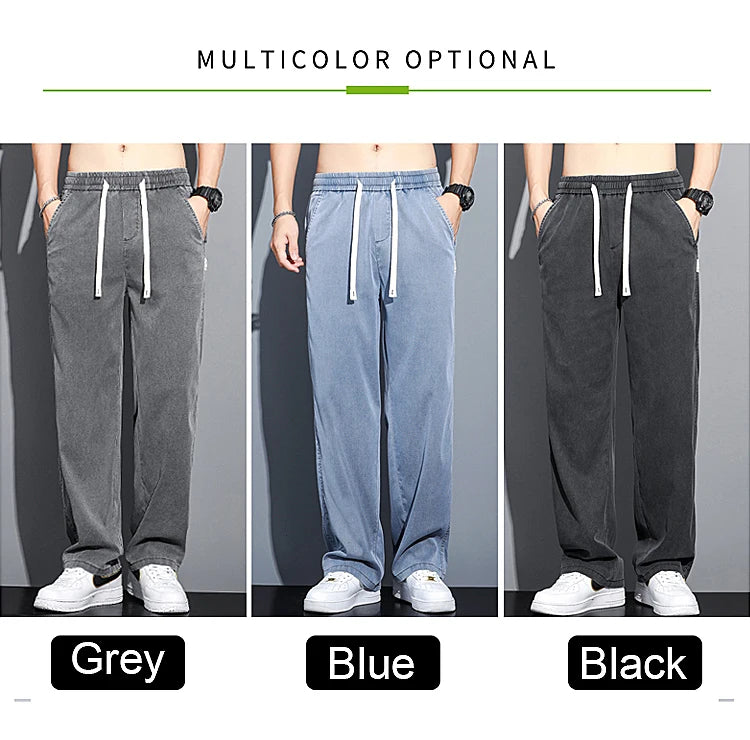 Men's Soft Lyocell Casual Jeans | Thin Loose Straight Pants