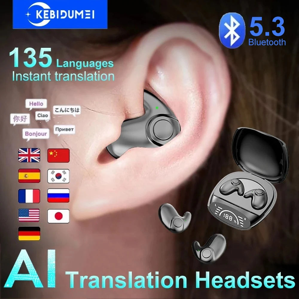 Bluetooth 5.3 AI Translation Earphones | HiFi Noise Reduction Headphones