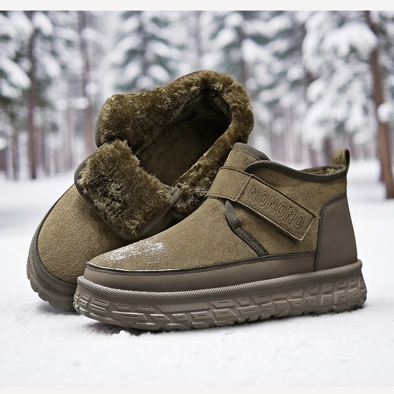Men's Warm Fleece Lined Snow Boots | Mid-Calf Ankle Winter Shoes