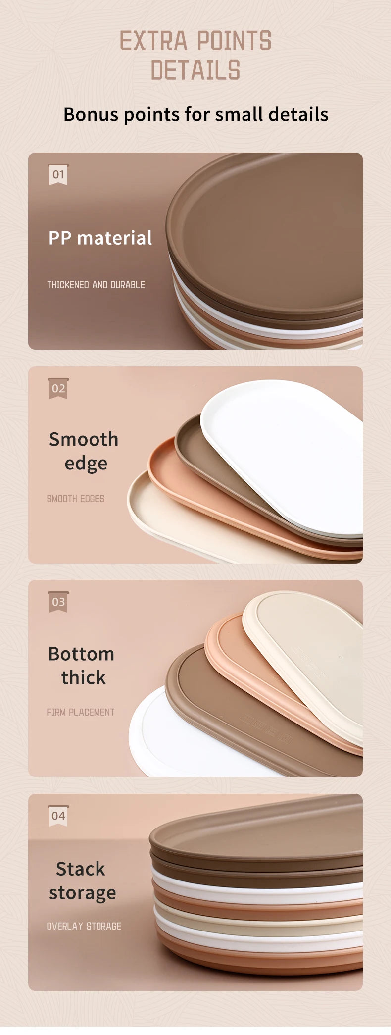 Stackable Plastic Oval Dessert Plates | Large Capacity Food Tray