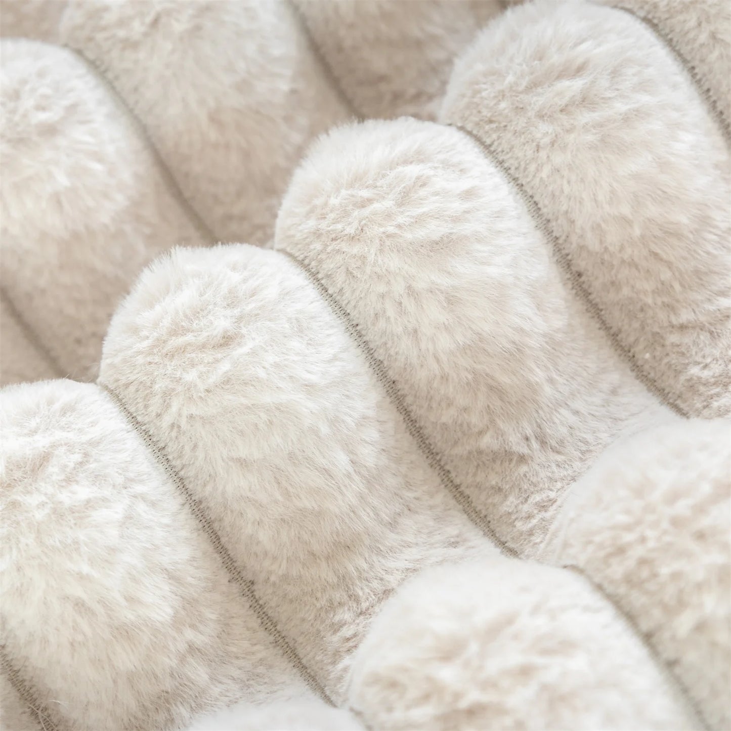 Stripe Imitation Rabbit Fur Plush Sofa Cover | Non-Slip Couch Slipcover