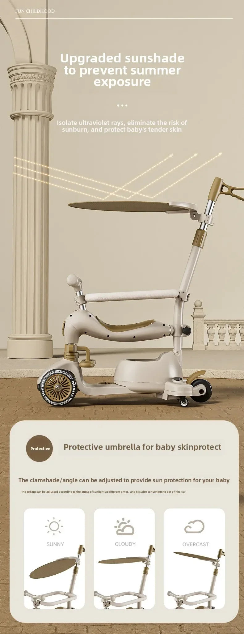 Foldable 3-Wheel Kids Scooter | Portable Musical Fun for Children
