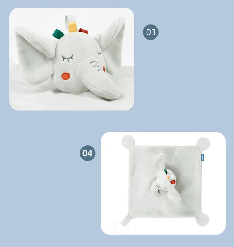 Cute Elephant Plush Teether Rattle for Newborns | Soft Blanket Toy