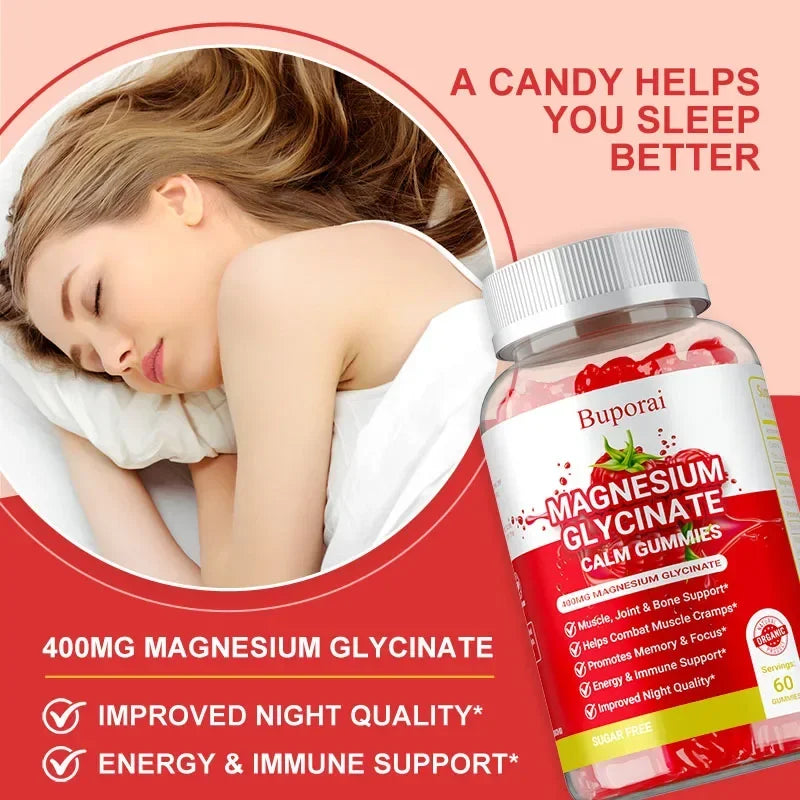 Magnesium Glycinate Gummies for Sleep & Muscle Relief | Relaxation Boost