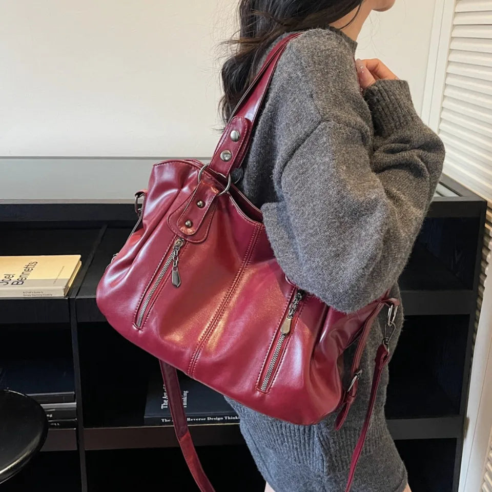 Large Capacity Shoulder Bag | Stylish PU Leather Tote for Women