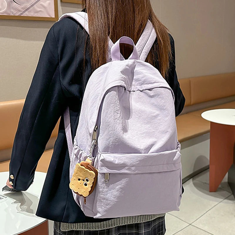 Versatile Solid Color Backpack | Large Capacity Daily Use