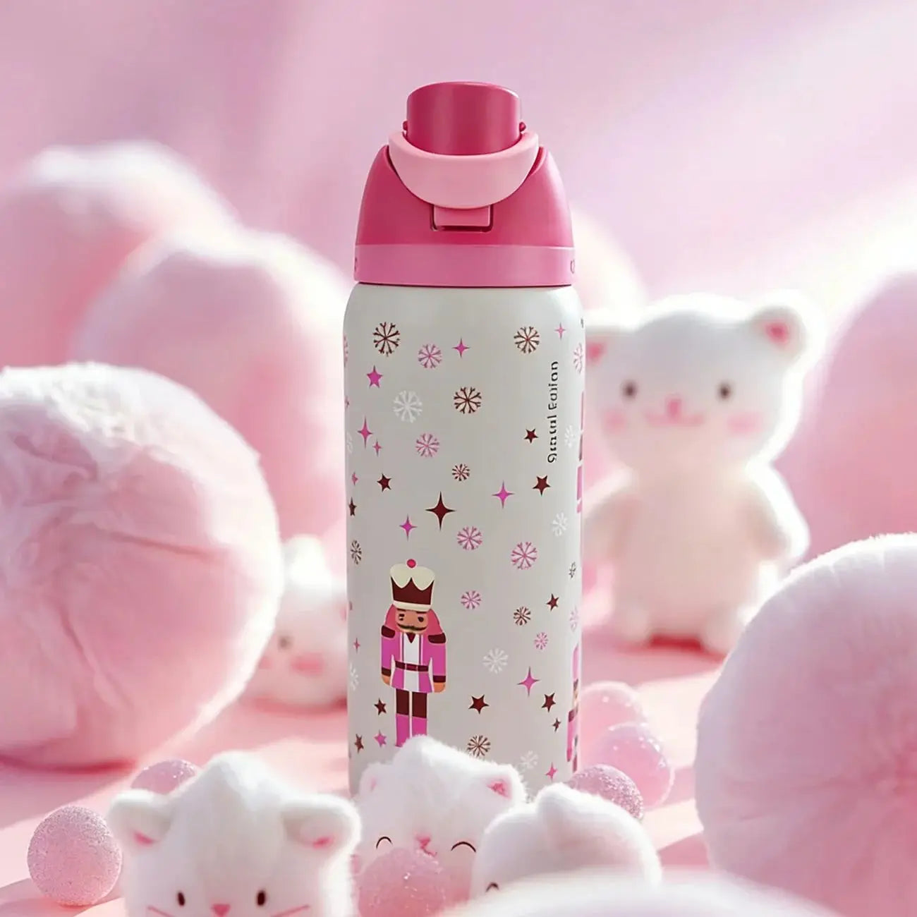 Cute Pattern Insulated 32oz Stainless Steel Water Bottle with Straw