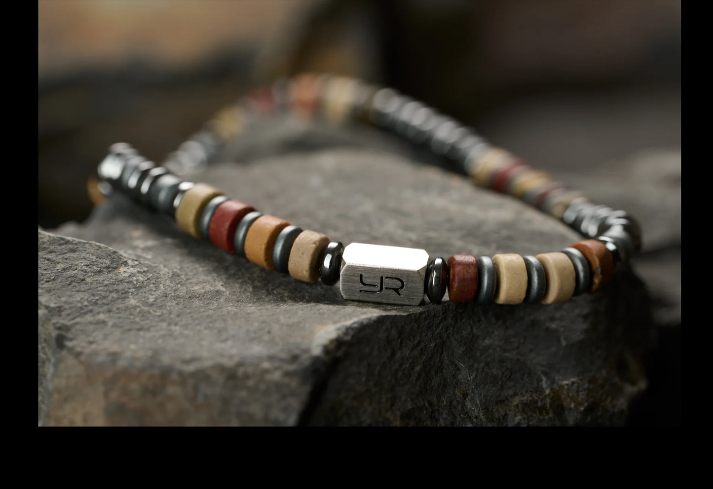 Handcrafted Bohemian Jasper Hematite Bracelet | Unisex Accessory