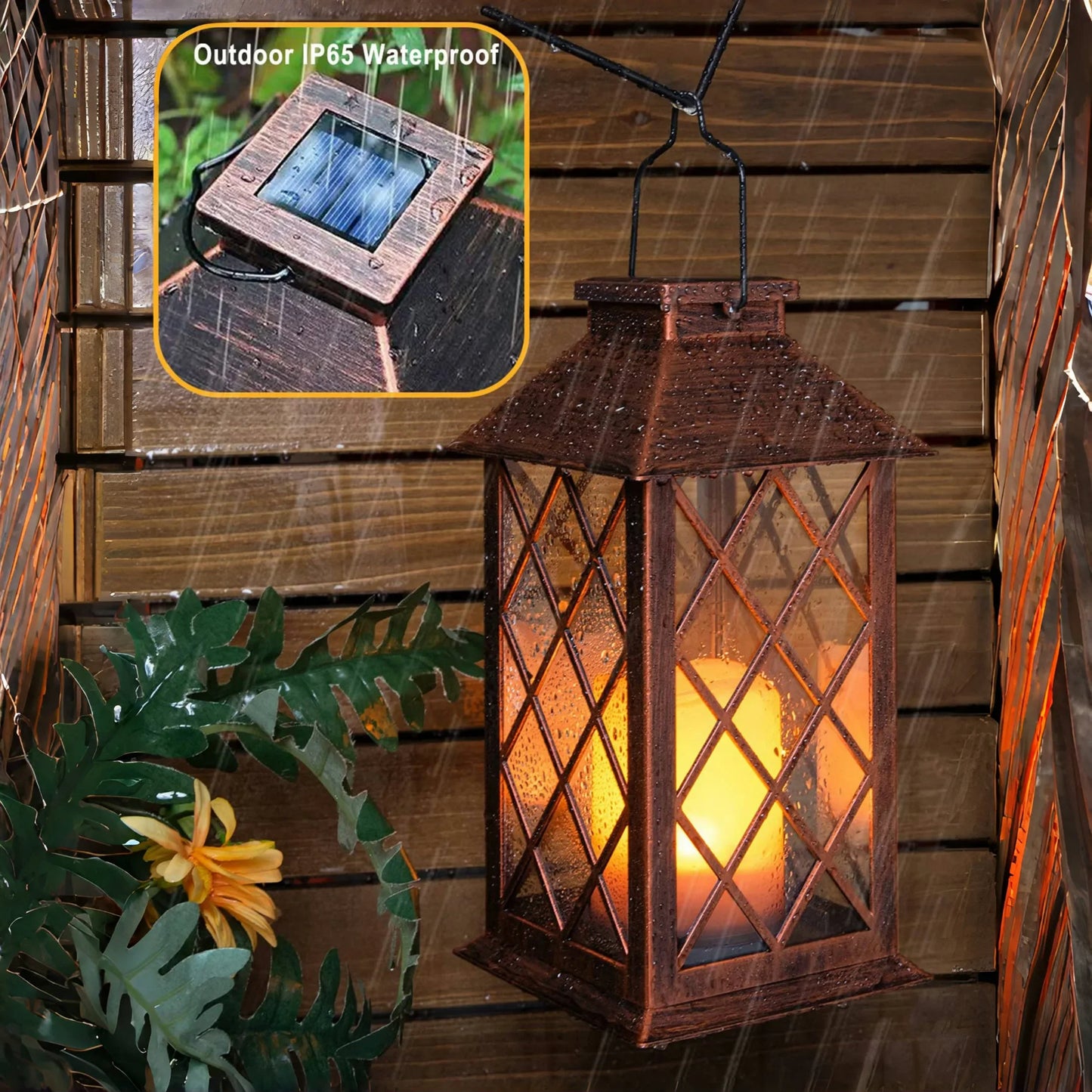 Solar Outdoor Lantern | Decorative Candle Lamp with Auto On/Off