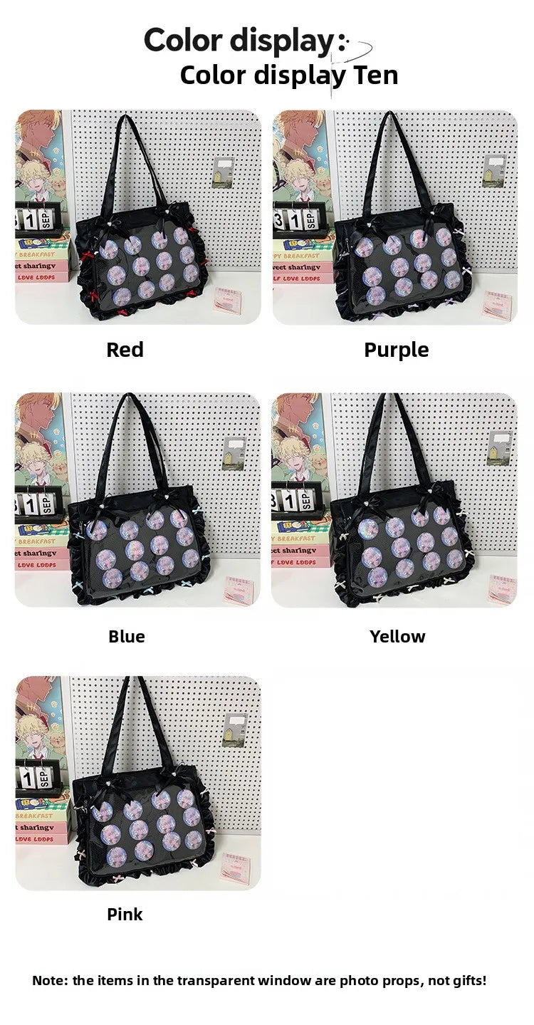 Bolsa Bandolera de Anime Estilo Preppy de Gran Capacidad para Mujer