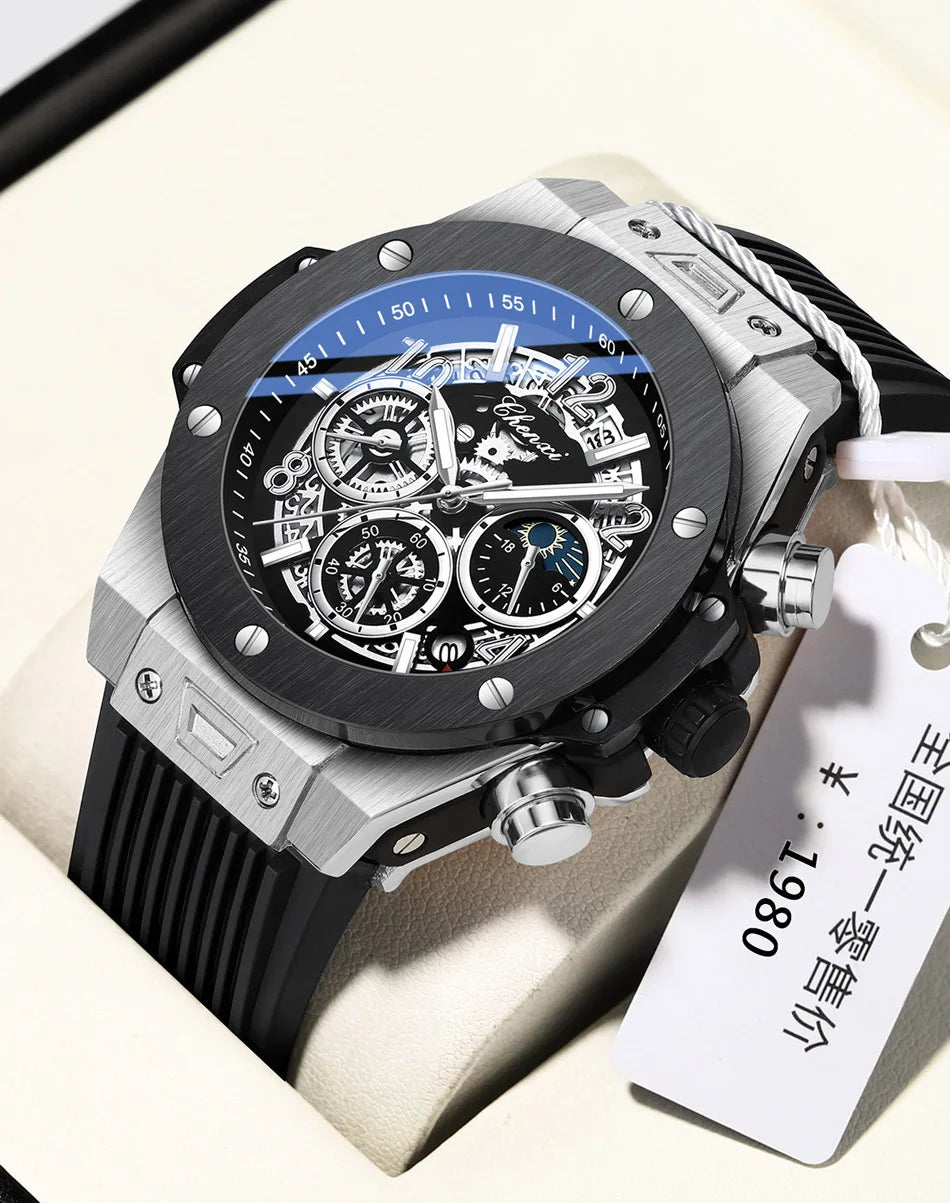 Stylish Big Dial Men's Military Watch | Waterproof Rubber Strap